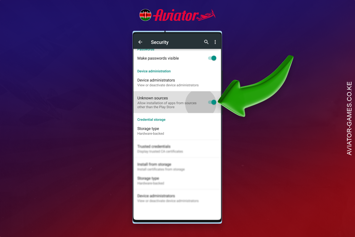 If necessary, allow installation of apps from third sources to download the Aviator app for Android