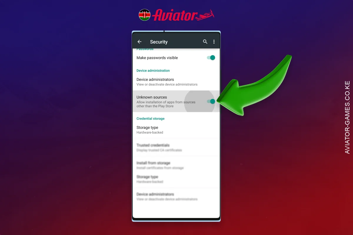 If necessary, allow installation of apps from third sources to download the Aviator app for Android