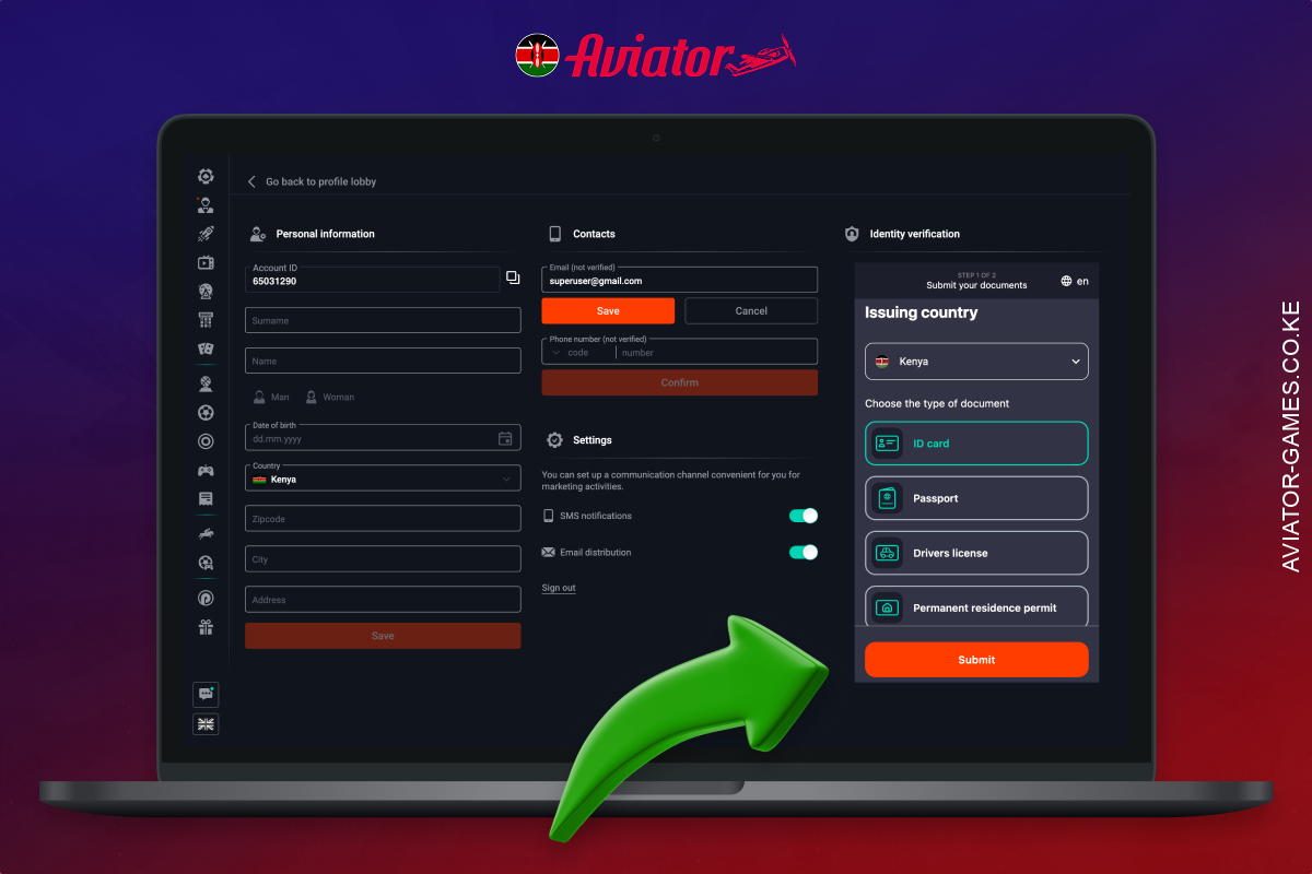 Verification of the user's online casino account is essential for all those Kenyans who are going to play Aviator online for real money and withdraw their winnings